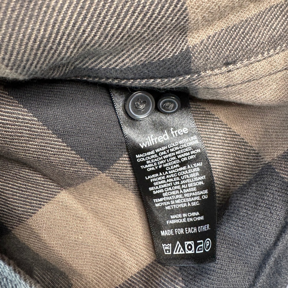 Wilfred Free Plaid Flannel Shirt XS Brown Black‎ Buffalo Check Grunge Gorpcore - Picture 4 of 7